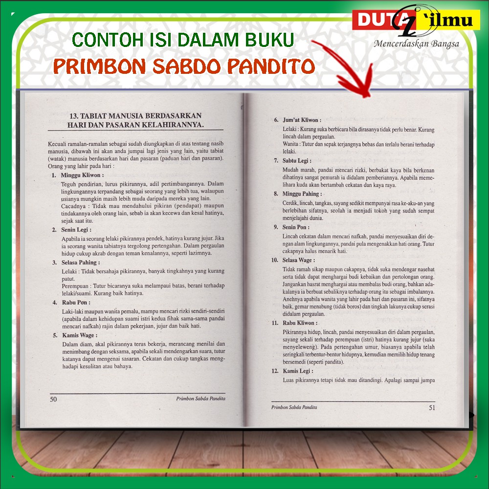 Detail Buku Primbon Hari Nomer 40