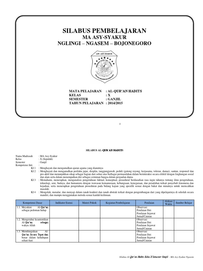 Detail Buku Qur An Hadits Kelas X Kurikulum 2013 Nomer 50