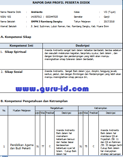 Detail Buku Raport Smp Nomer 39