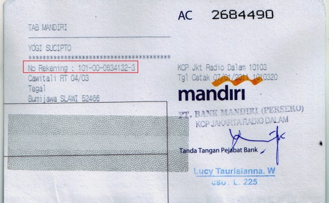 Detail Buku Rekening Bank Mandiri Nomer 15