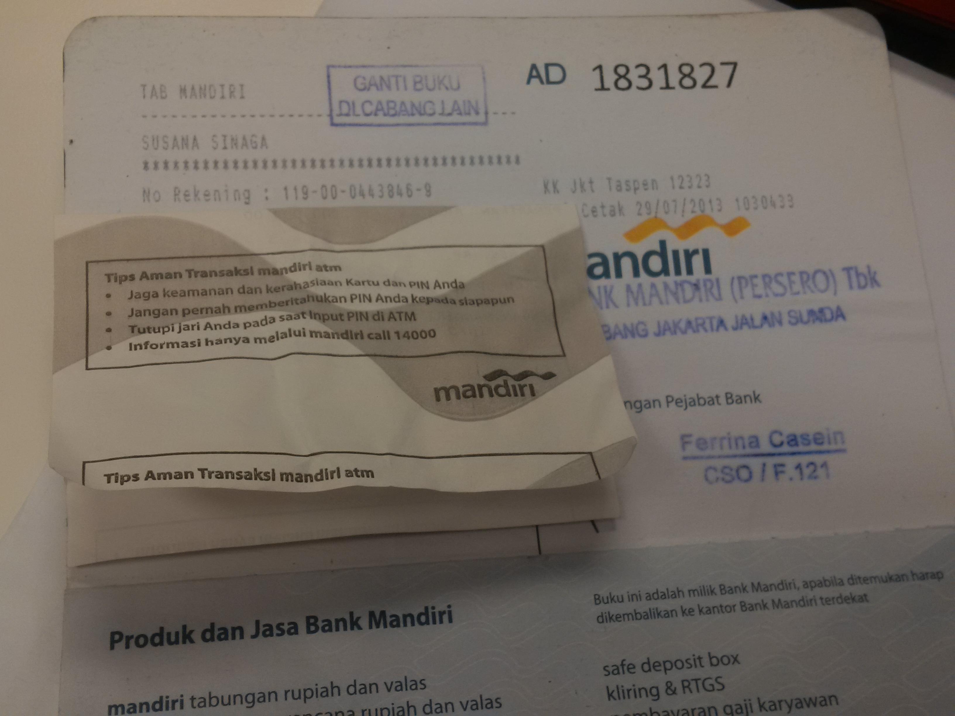 Detail Buku Rekening Bank Mandiri Nomer 21