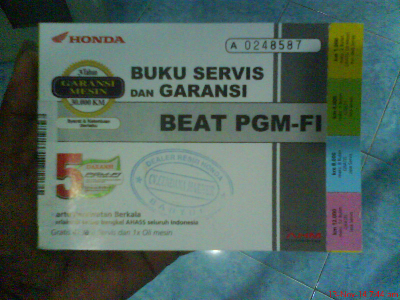 Detail Buku Service Honda Nomer 19