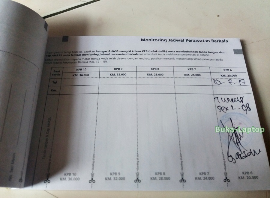 Detail Buku Servis Motor Honda Nomer 45