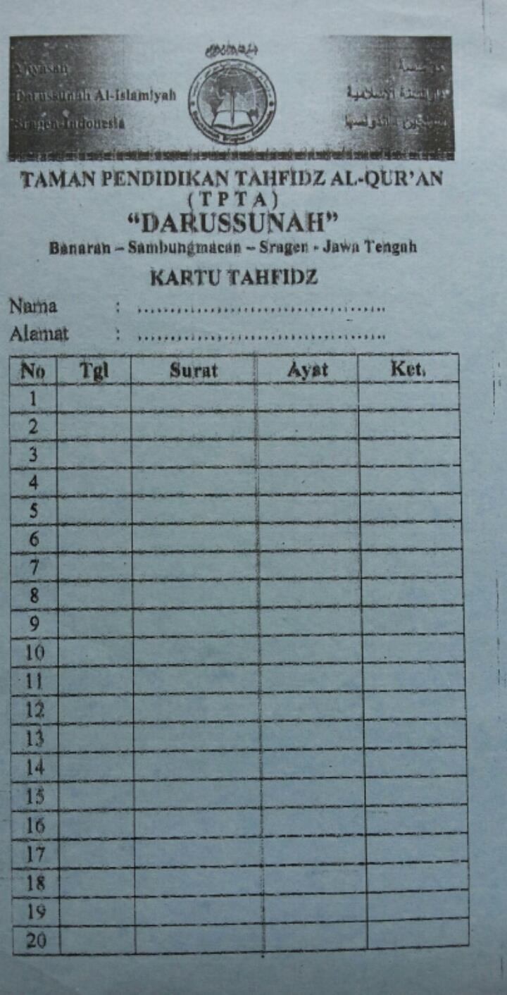 Detail Buku Setoran Tahfidz Nomer 23