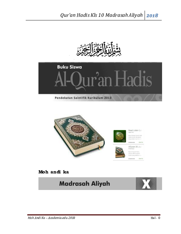 Detail Buku Siswa Al Quran Hadis Kelas 10 Nomer 46