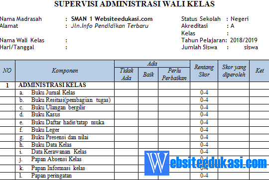 Detail Buku Supervisi Kelas Nomer 39