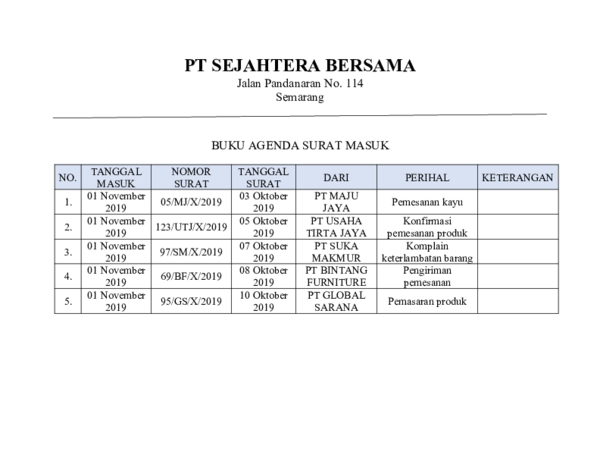 Detail Buku Surat Masuk Nomer 41