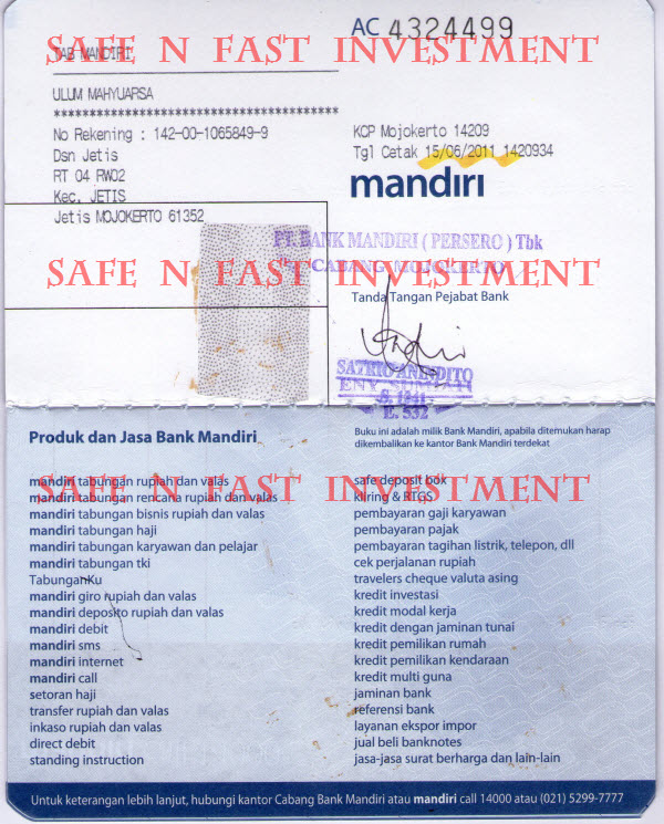 Detail Buku Tabungan Bank Mandiri Nomer 45