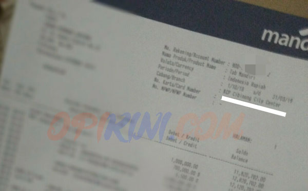 Detail Buku Tabungan Bank Mandiri Nomer 10