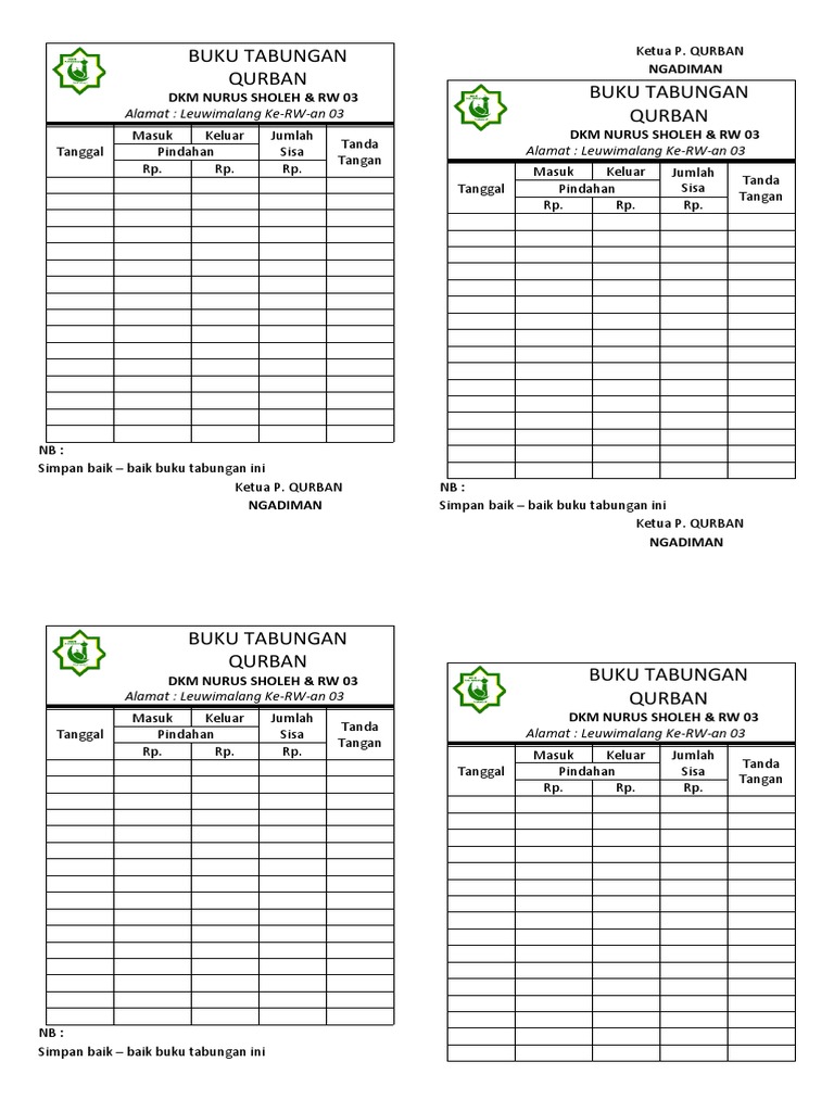 Detail Buku Tabungan Qurban Nomer 7