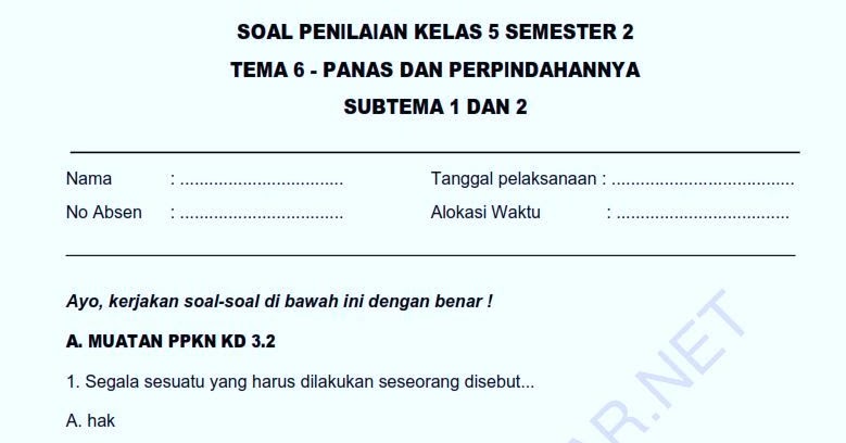 Detail Buku Tema 6 Kelas 5 Semester 2 Nomer 21