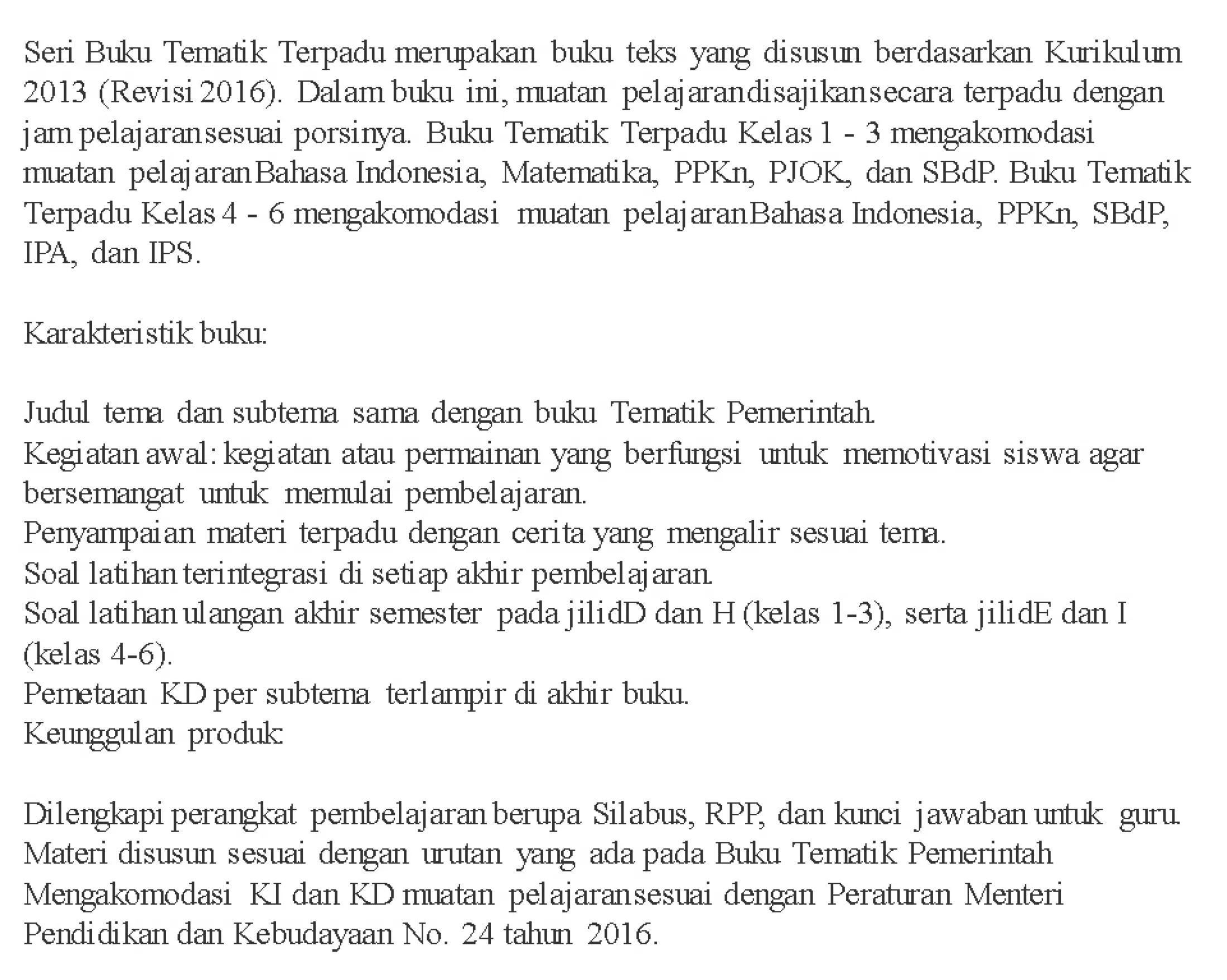 Detail Buku Tematik Kelas 1 Tema 6 Revisi 2016 Nomer 40