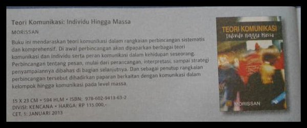 Detail Buku Teori Komunikasi Individu Hingga Massa Nomer 25