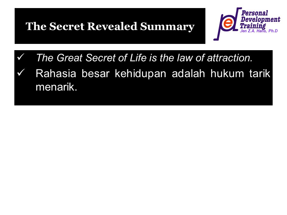 Detail Buku The Secret Hukum Tarik Menarik Nomer 46