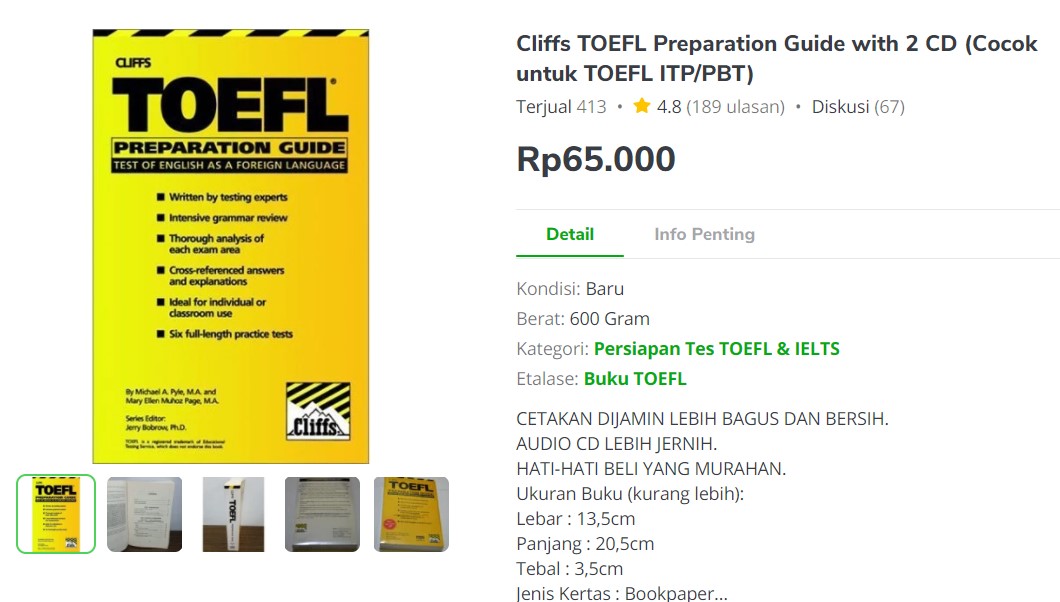 Detail Buku Toefl Ibt Terbaik Nomer 38