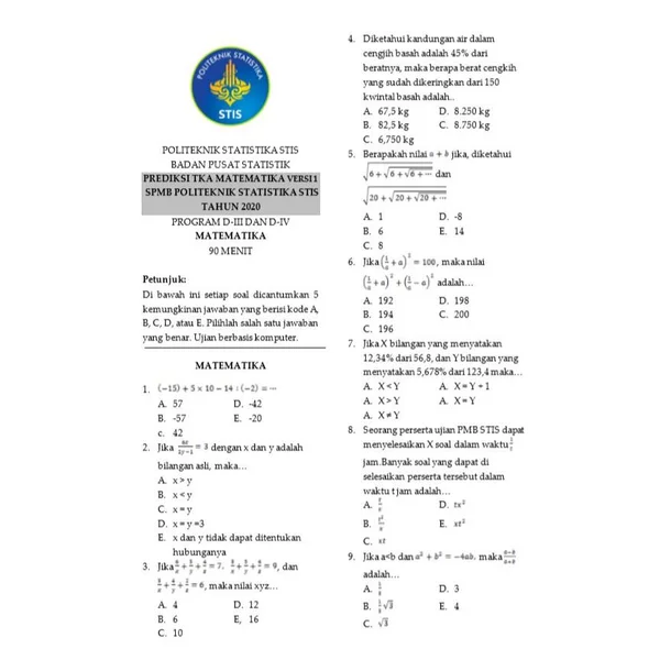 Detail Buku Usm Stis 2020 Nomer 8