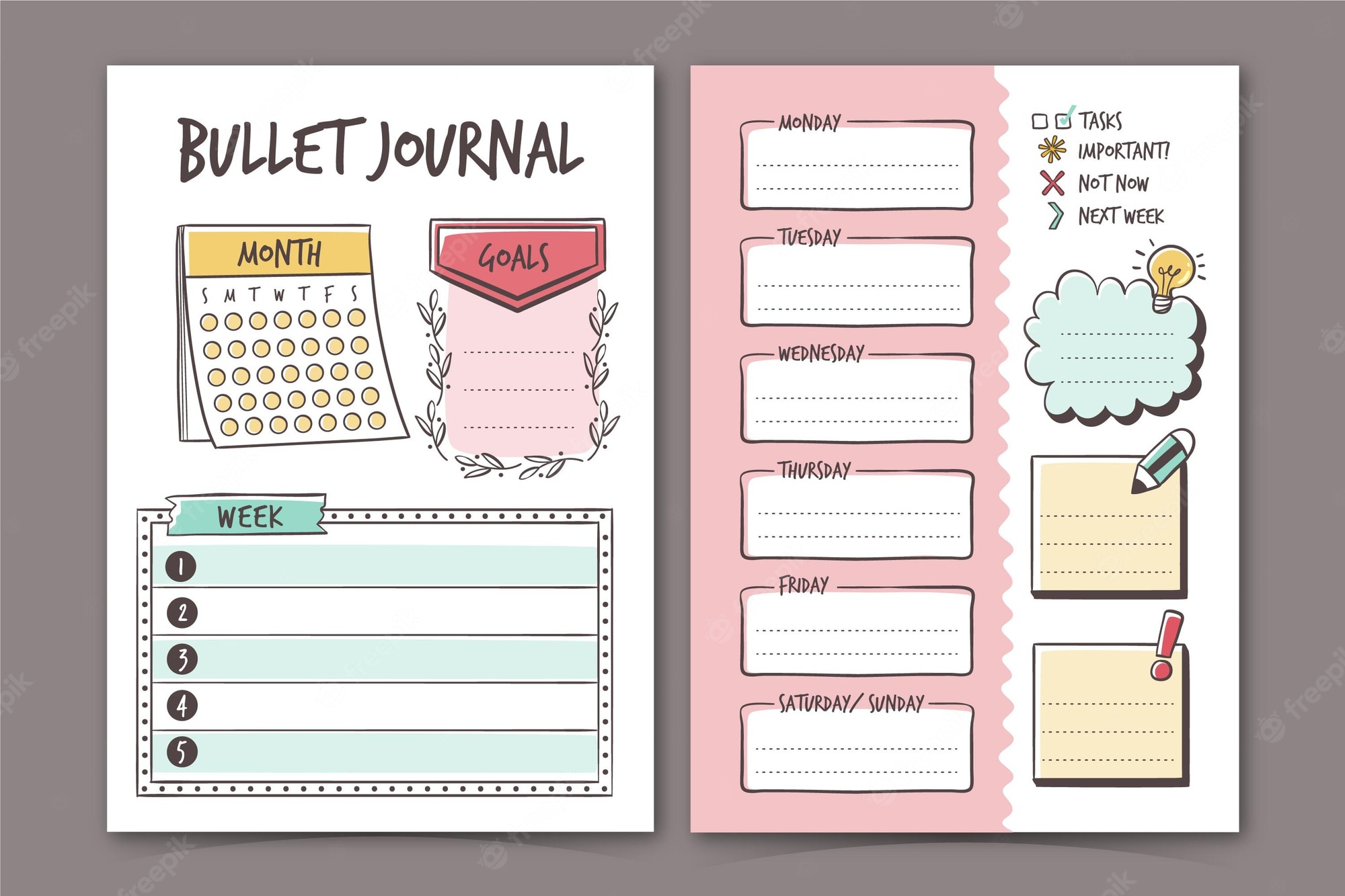 Detail Bullet Journal Planner Template Nomer 23