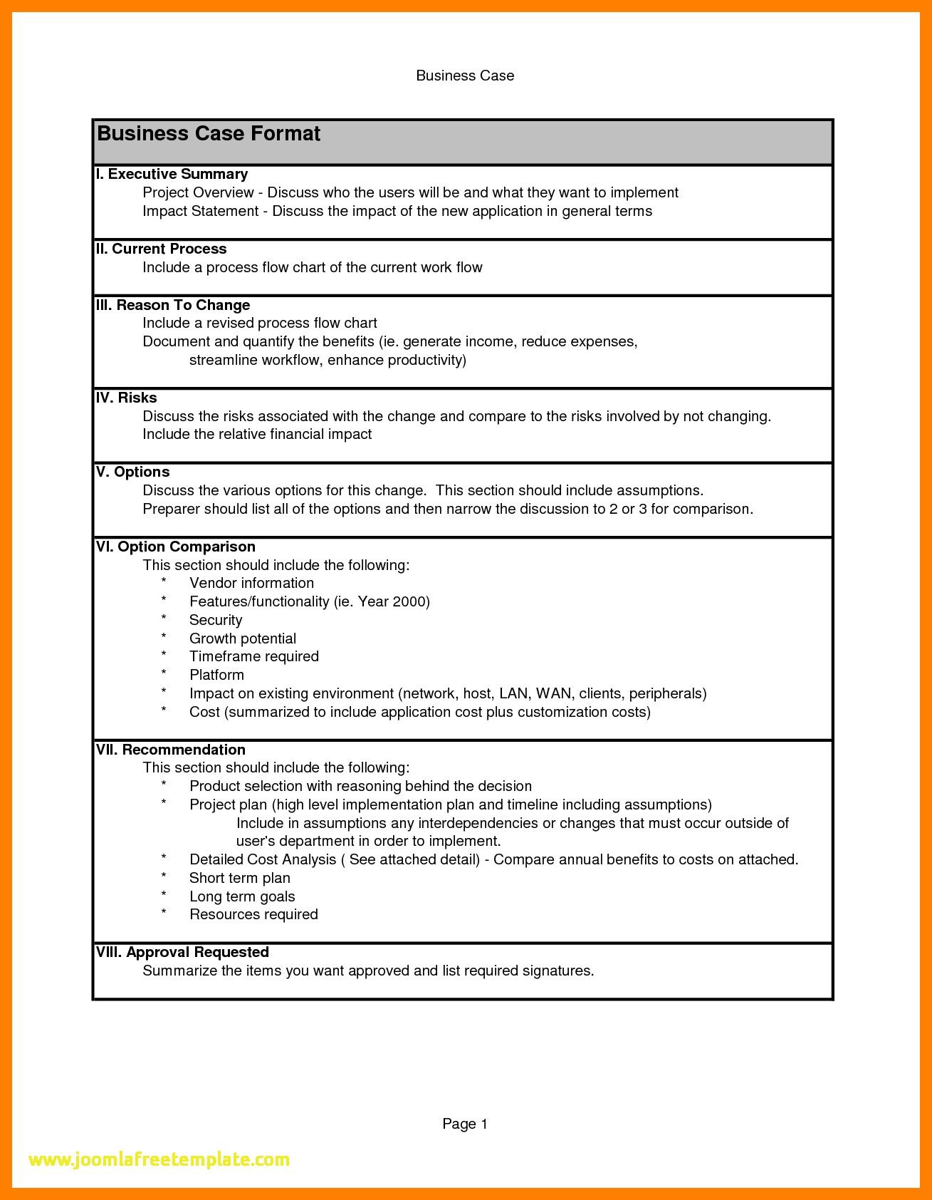 Detail Business Case Template Nomer 13