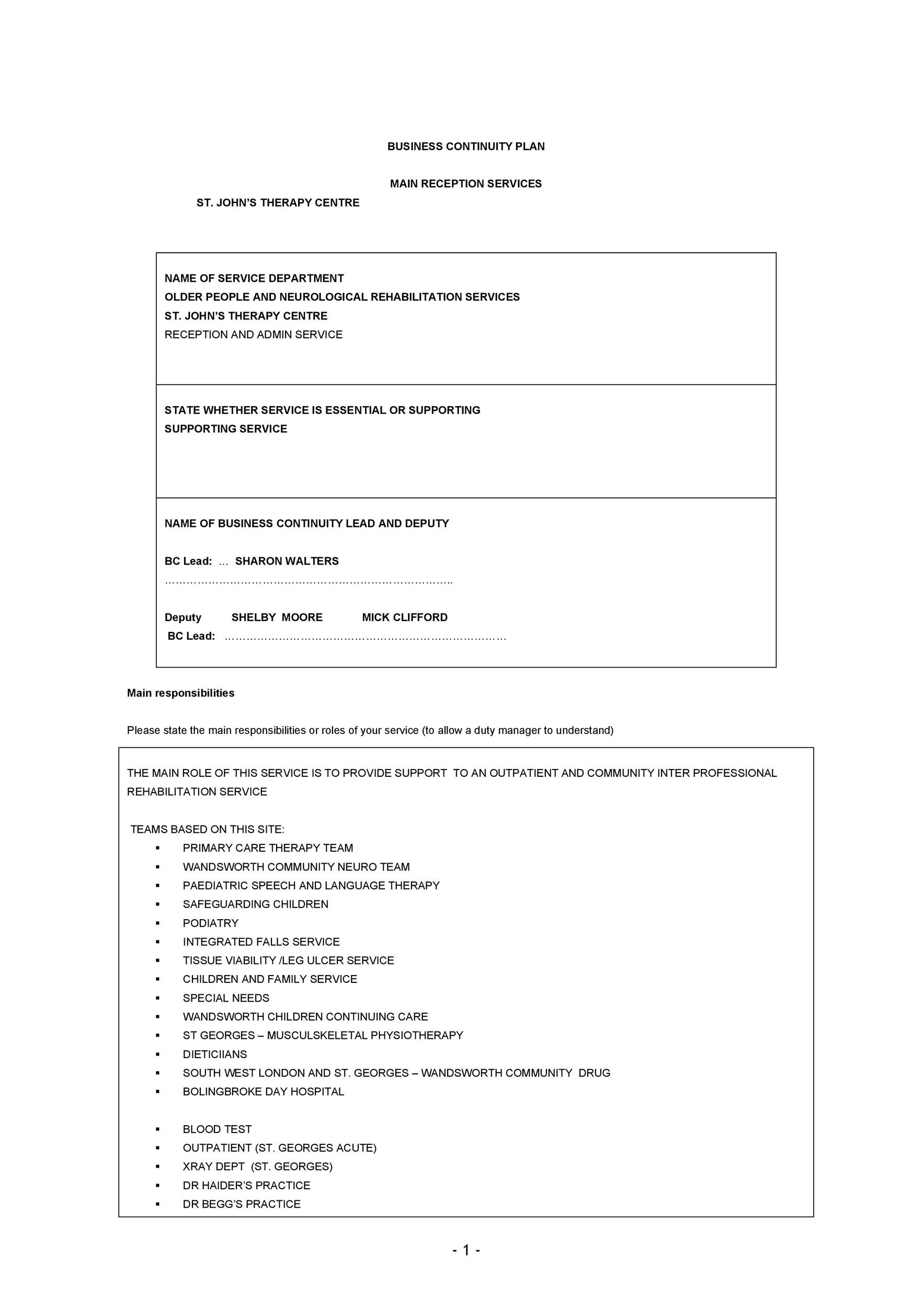 Detail Business Contingency Plan Template Nomer 23