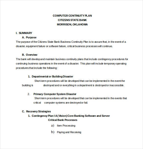 Detail Business Contingency Plan Template Nomer 26