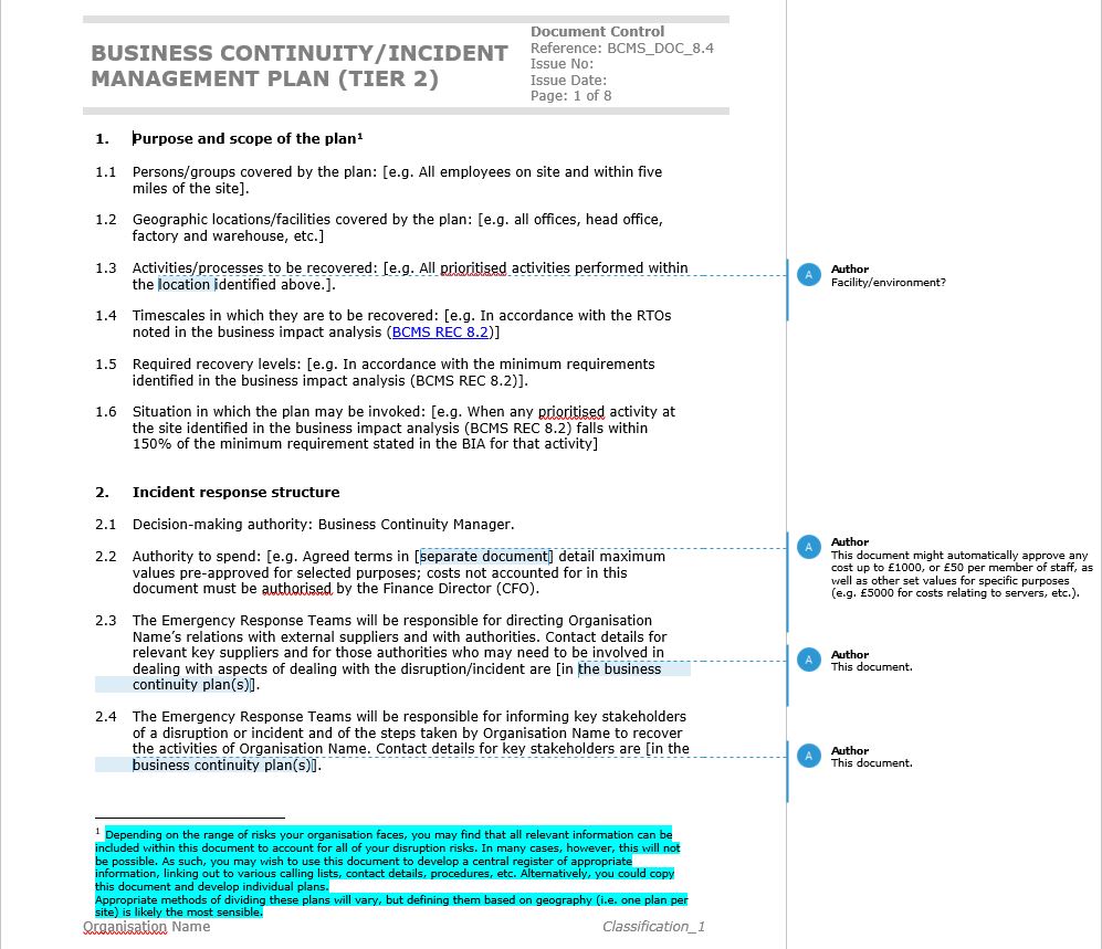 Detail Business Continuity Plan Bcp Template With Instructions And Example Nomer 12