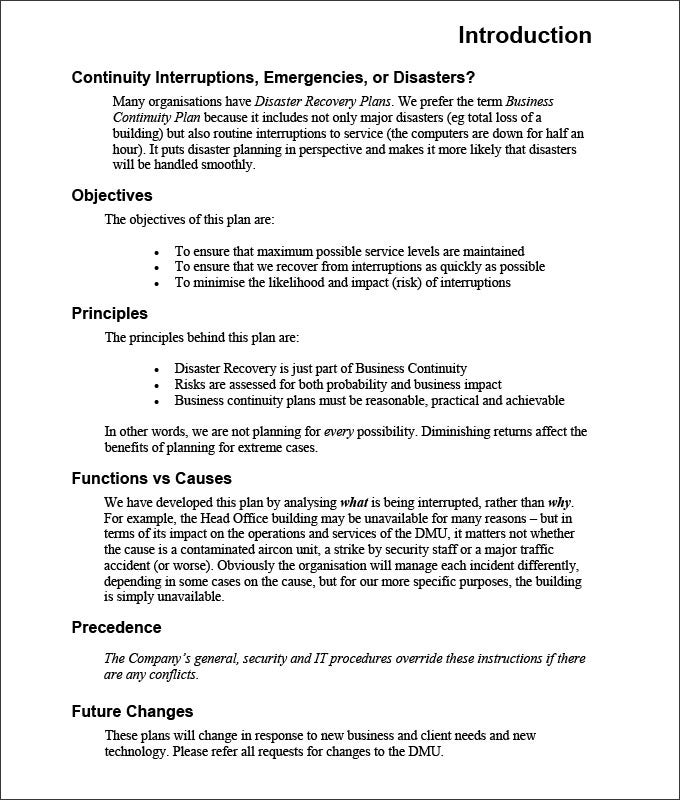 Detail Business Continuity Plan Bcp Template With Instructions And Example Nomer 24
