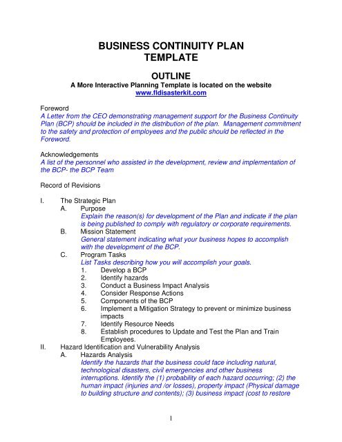 Detail Business Continuity Plan Bcp Template With Instructions And Example Nomer 47