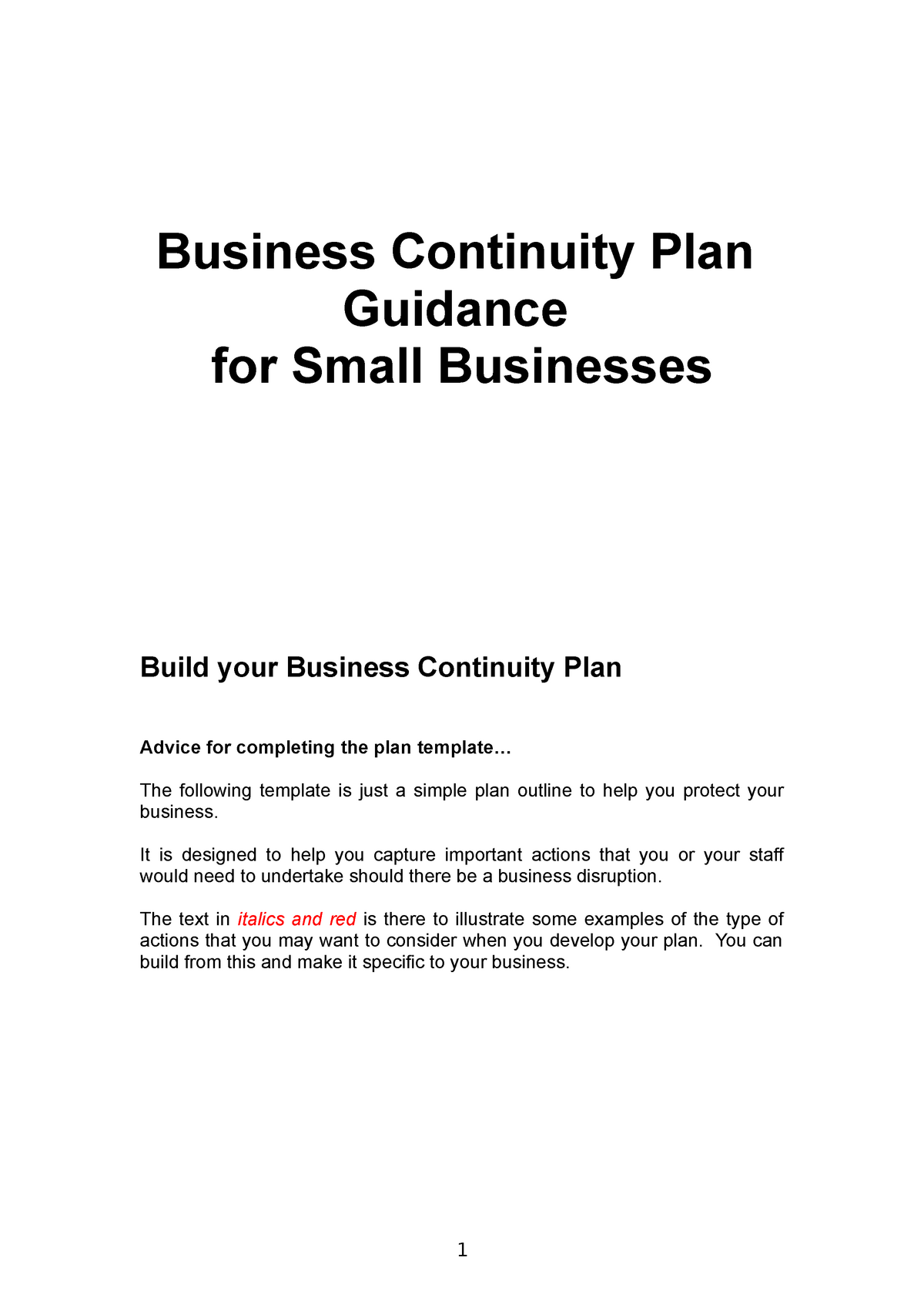 Detail Business Continuity Plan Template For Small Businesses Nomer 49