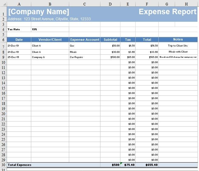 Detail Business Expenses Excel Template Nomer 54