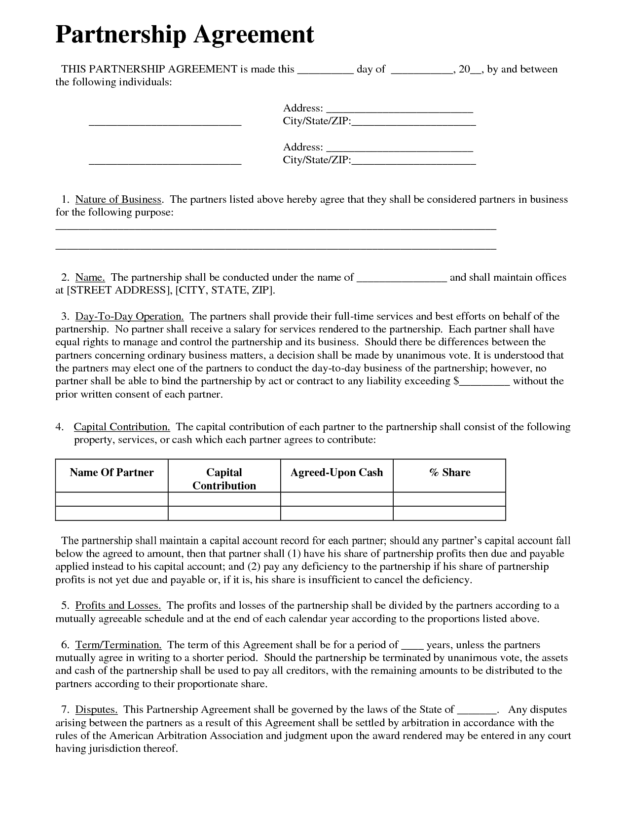 Detail Business Partnership Agreement Template Free Nomer 39