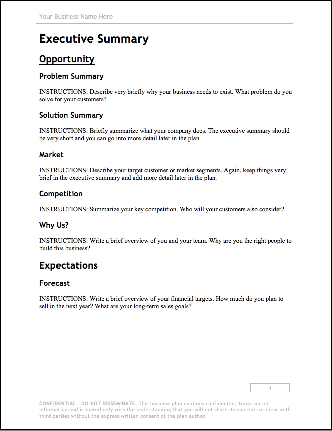 Detail Business Plan Template Nomer 4