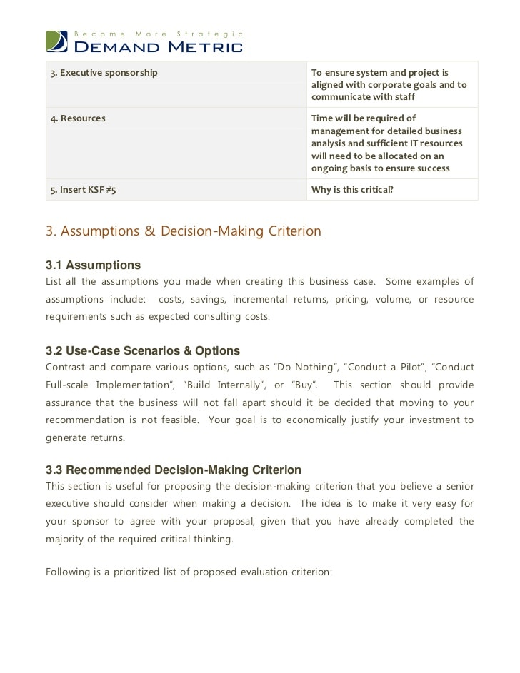 Detail Business Rationale Template Nomer 42