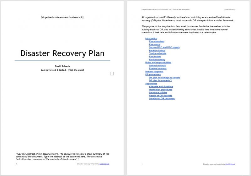 Detail Business Recovery Plan Template Nomer 38