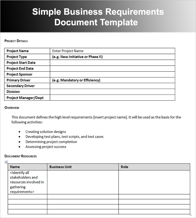 Detail Business Requirements Document Template Excel Nomer 17
