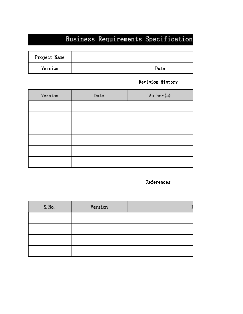 Detail Business Requirements Document Template Excel Nomer 23