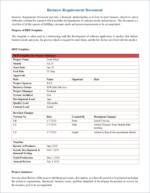 Detail Business Requirements Document Template Excel Nomer 29