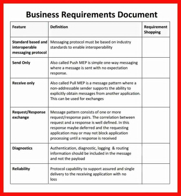 Detail Business Requirements Template Word Nomer 22