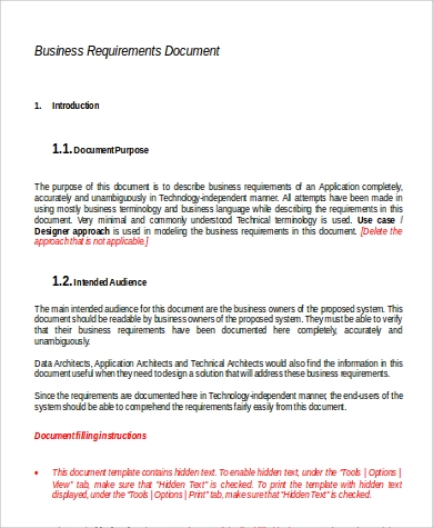 Detail Business Requirements Template Word Nomer 31