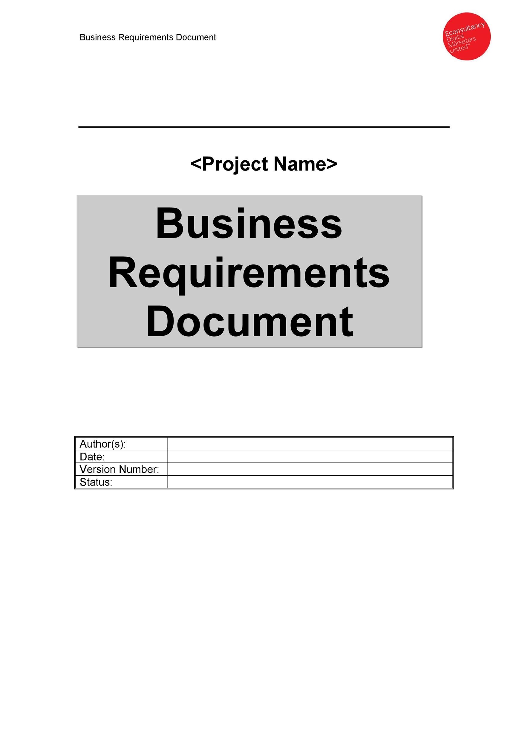 Detail Business Requirements Template Word Nomer 6