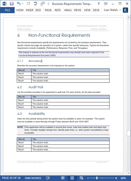 Detail Business Requirements Template Word Nomer 9