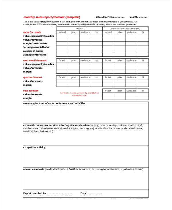 Detail Business Sales Projection Template Nomer 38