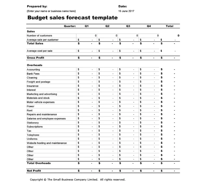 Detail Business Sales Projection Template Nomer 49