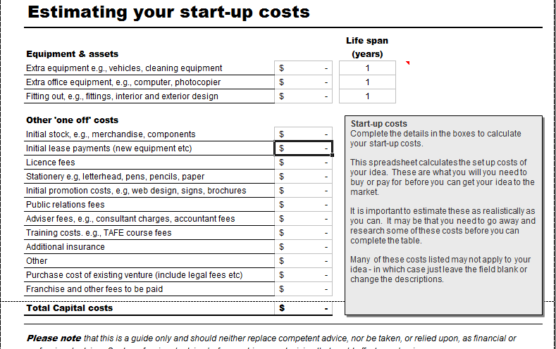 Detail Business Start Up Expenses Template Nomer 33