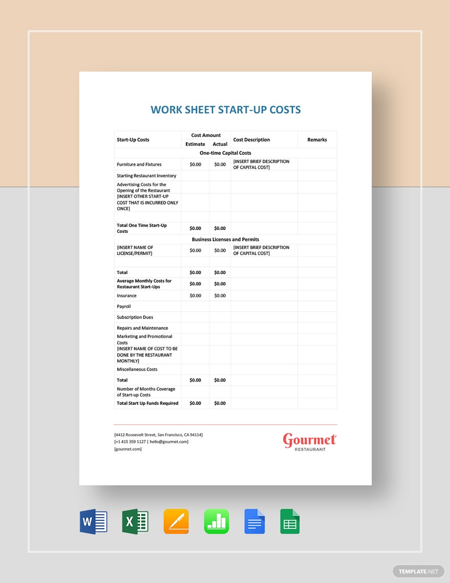 Detail Business Start Up Expenses Template Nomer 36