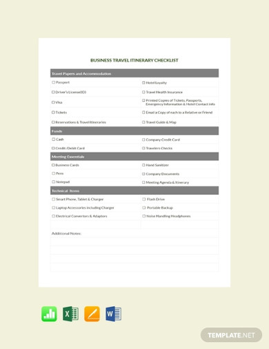 Detail Business Trip Checklist Template Nomer 28