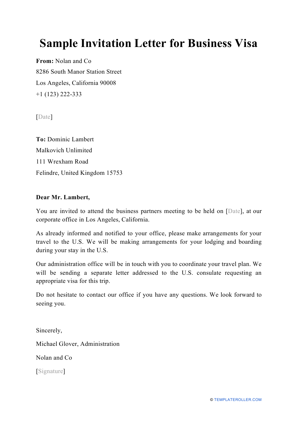 Detail Business Visa Invitation Letter Template Nomer 2