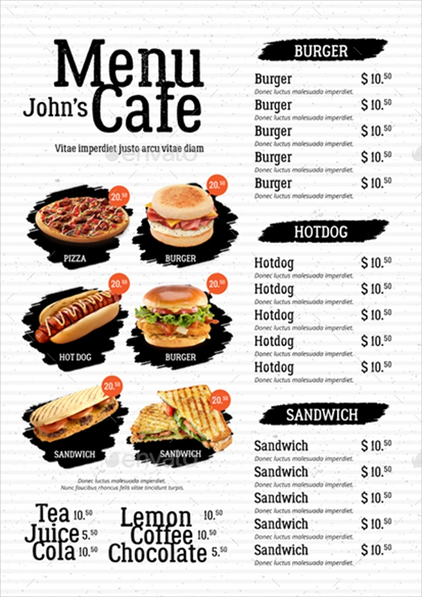 Detail Cafe Menu Template Nomer 16