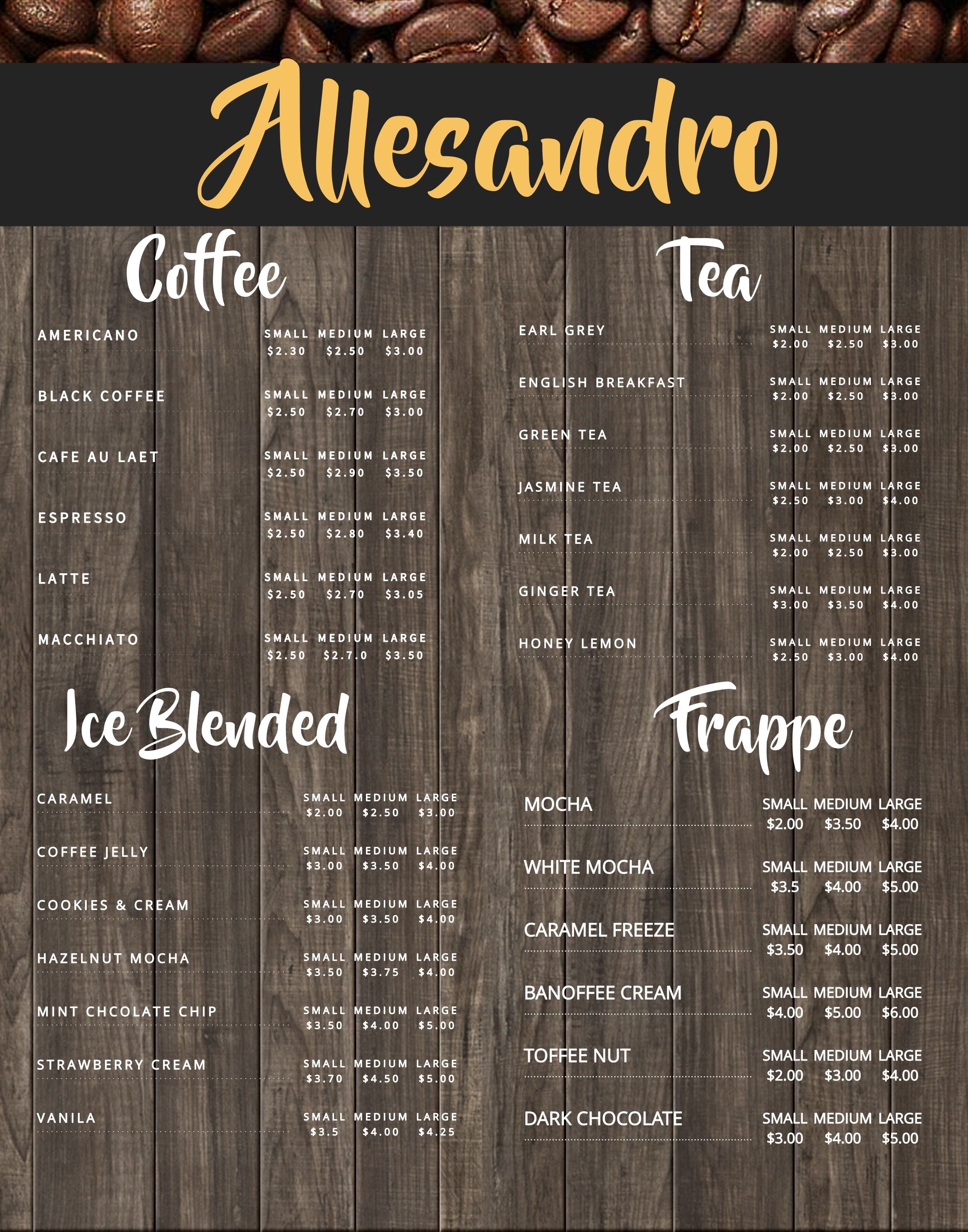 Detail Cafe Menu Template Nomer 27