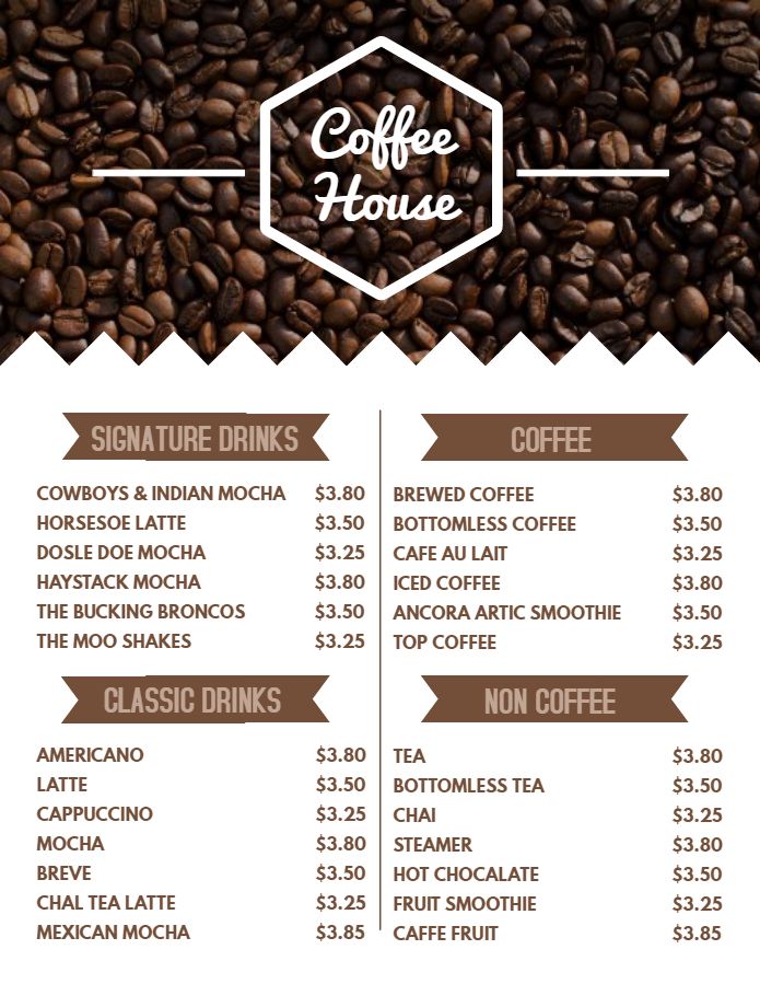Detail Cafe Menu Template Nomer 4