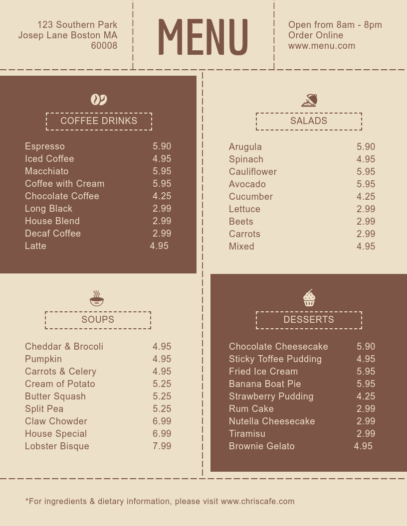 Detail Cafe Menu Template Nomer 5